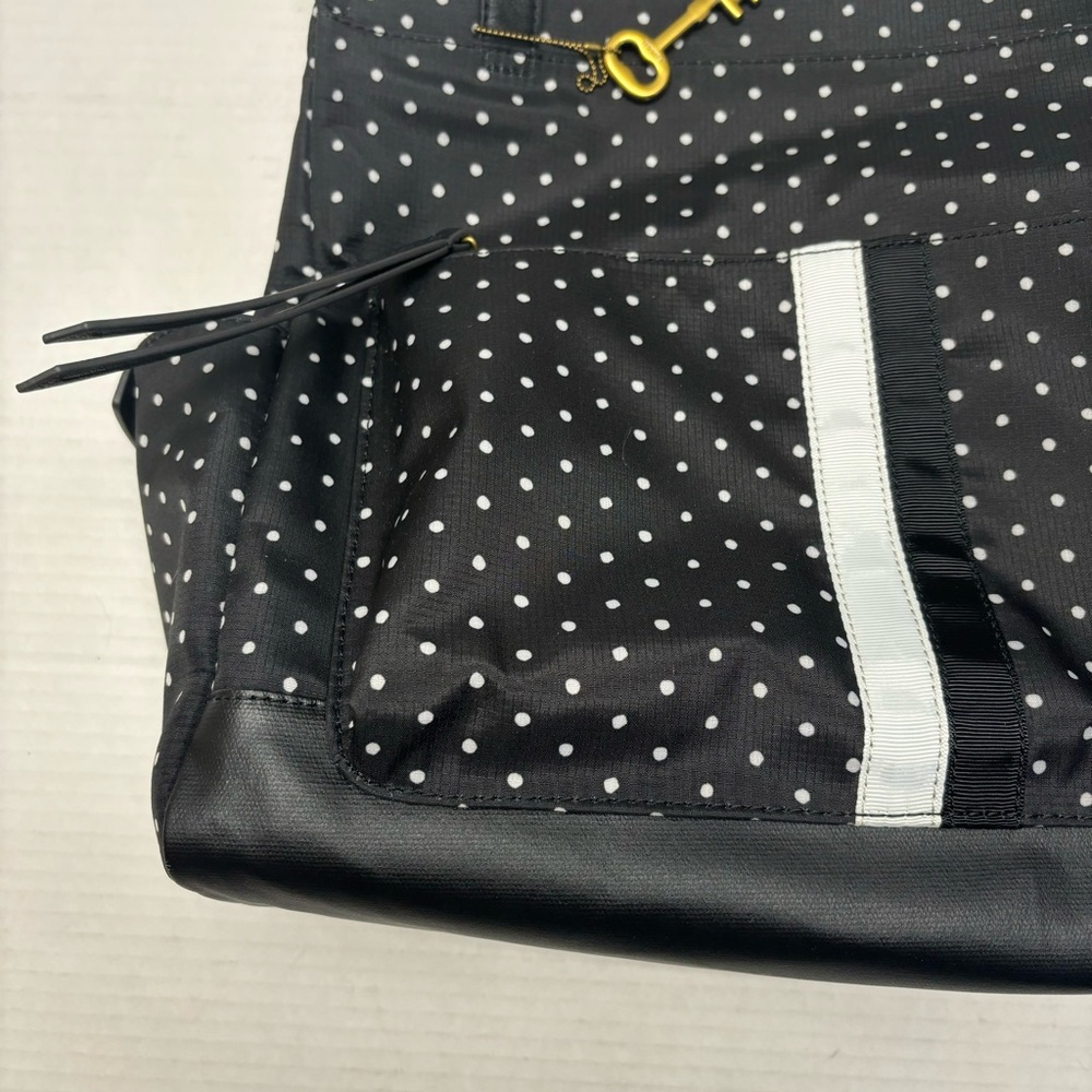 Fossil Polka Dots Tote Shoulder Bag Nylon Black White - Picture 8 of 16